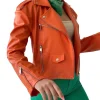 orange leather biker jacket