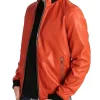 orange leather bomber jacket
