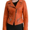 orange leather motorcycle jacket
