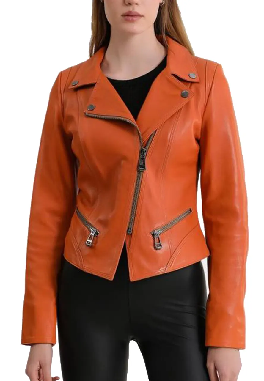 orange-leather-motorcycle-jacket orange leather motorcycle jacket