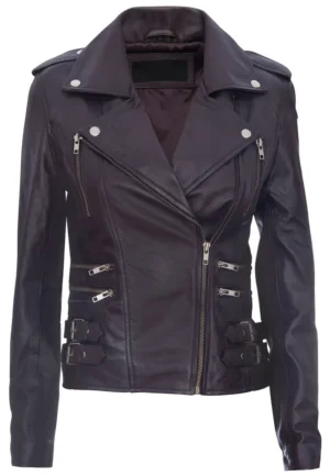 purple biker jacket