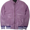 purple bomber leather jacket