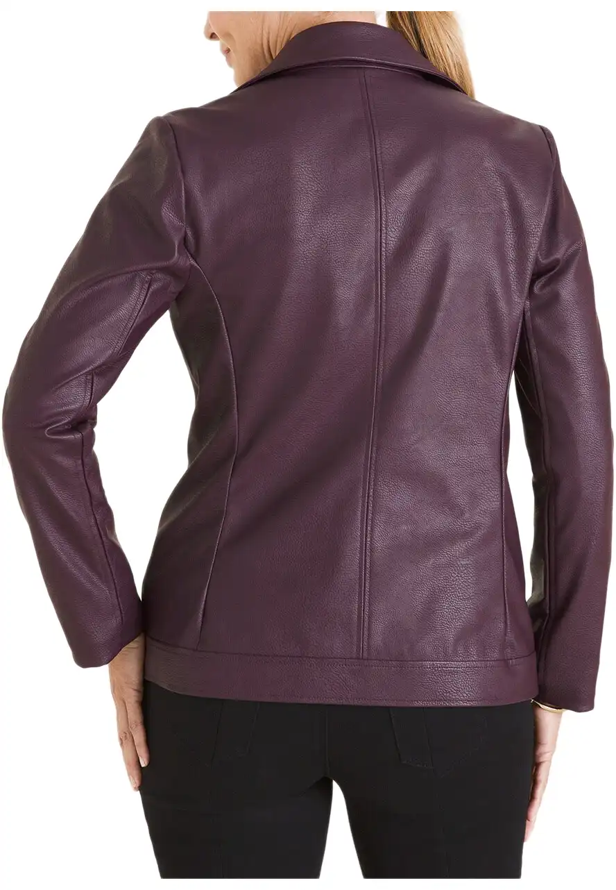Womens Purple Leather Moto Jacket purple faux leather moto jacket