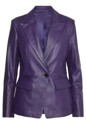 purple leather blazer