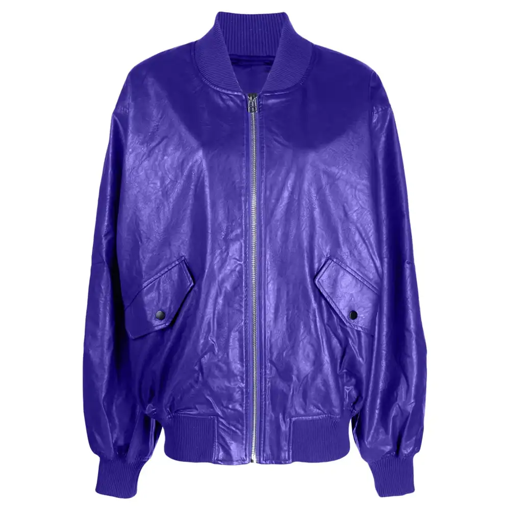 Women's Prada Purple Leather Bomber Jacket purple leather bomber jacket