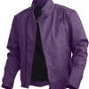 purple leather moto jacket
