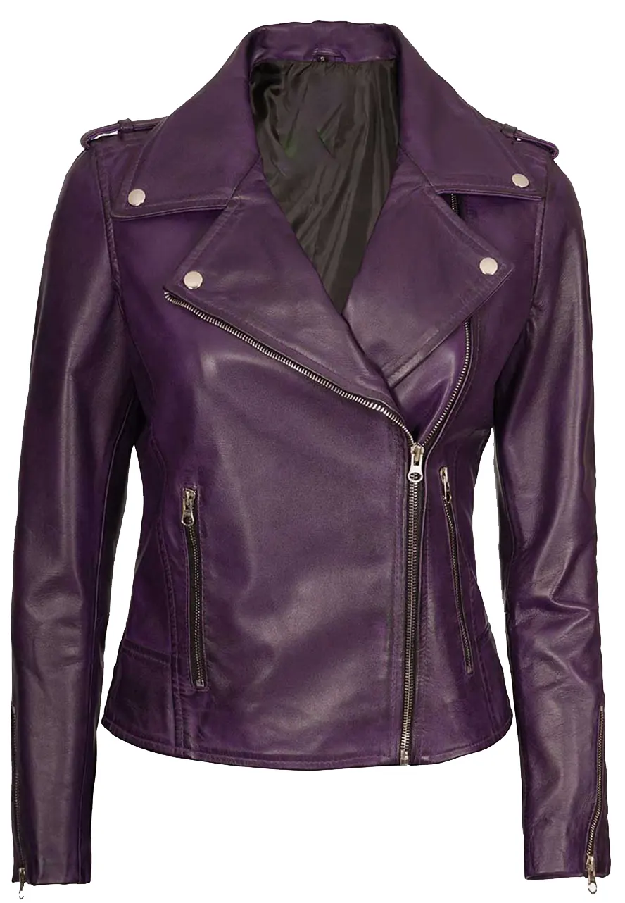 Women’s Purple Leather Motorcycle Jacket purple leather motorcycle jacket