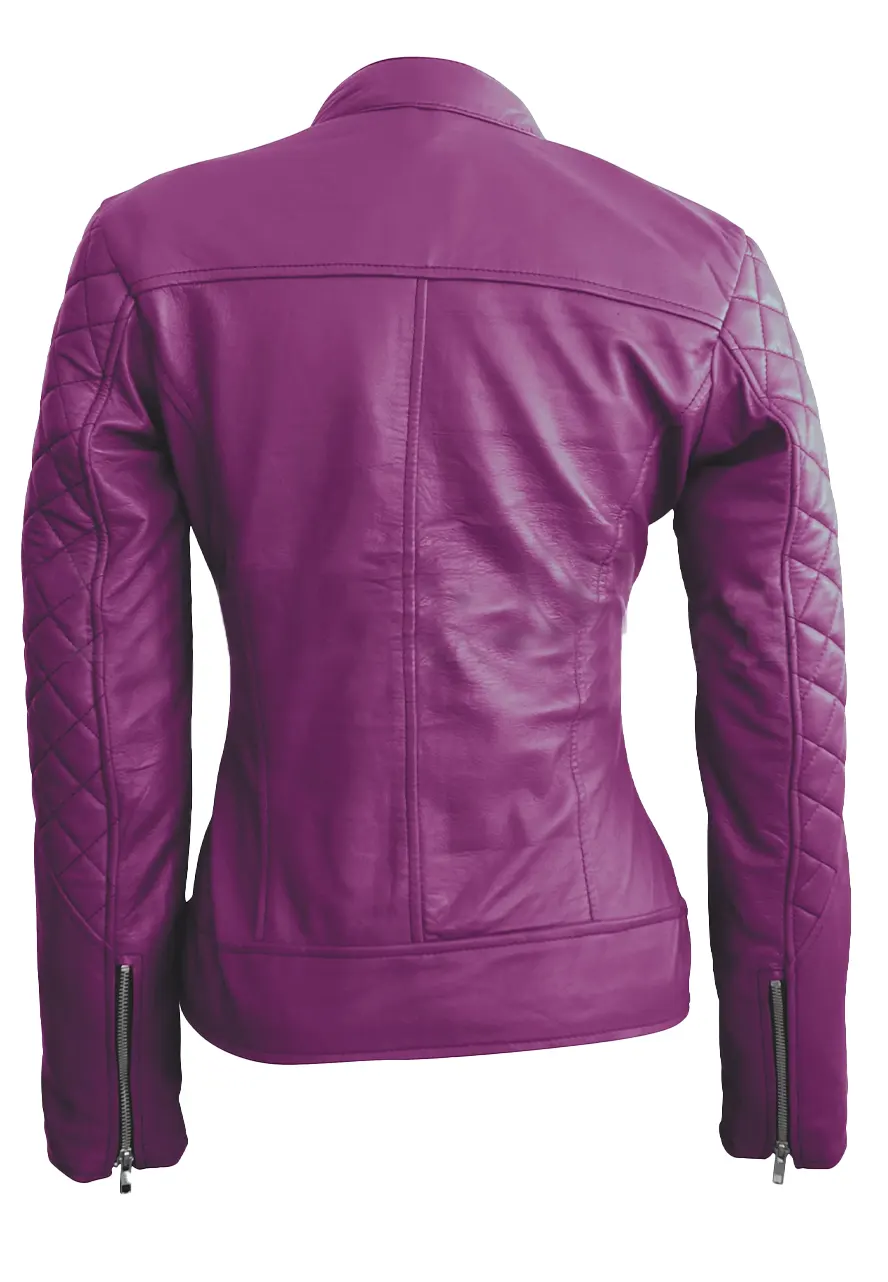 Women’s Purple Quilted Leather Jacket purple quilted jacket