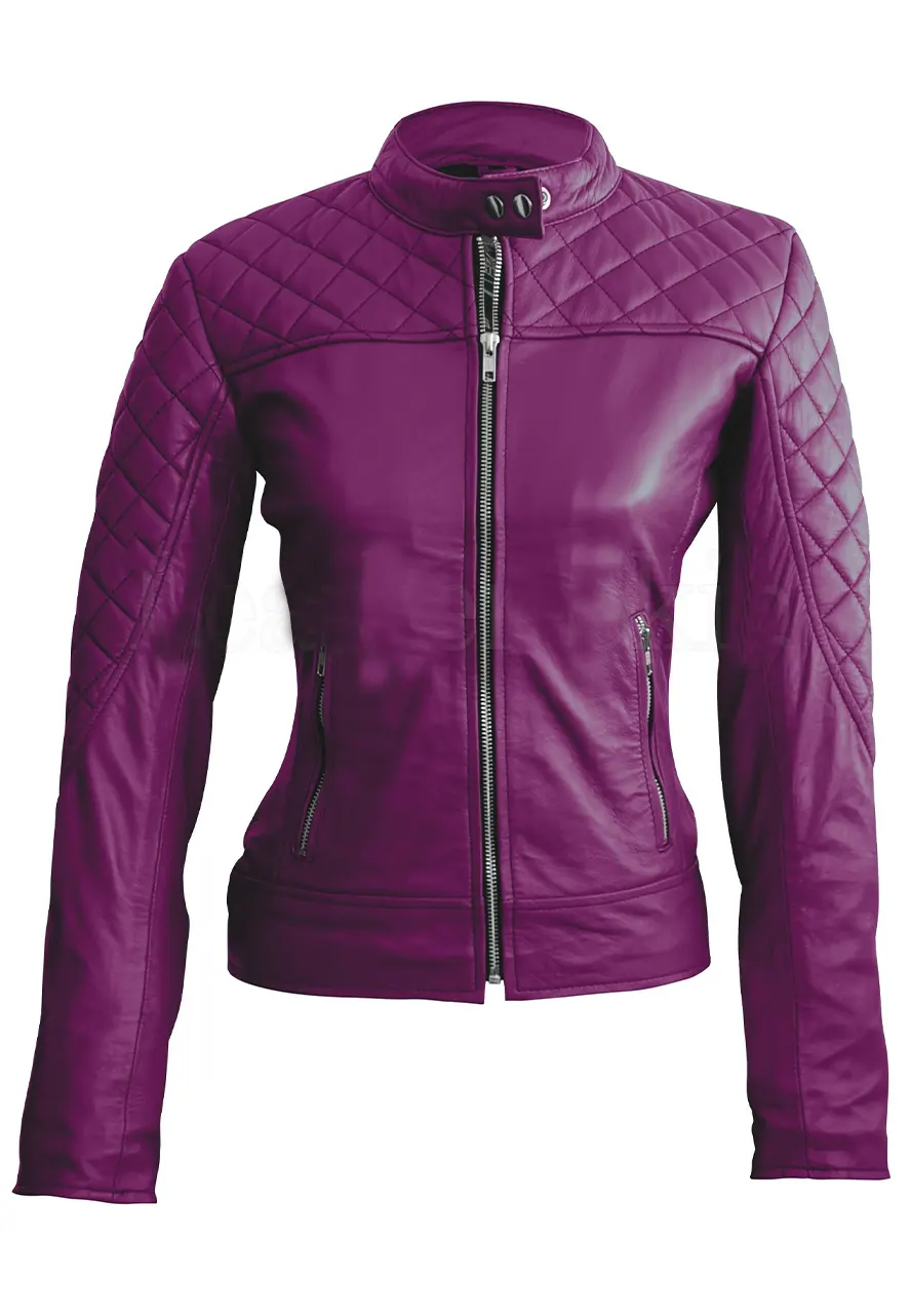 Women’s Purple Quilted Leather Jacket purple quilted leather jacket