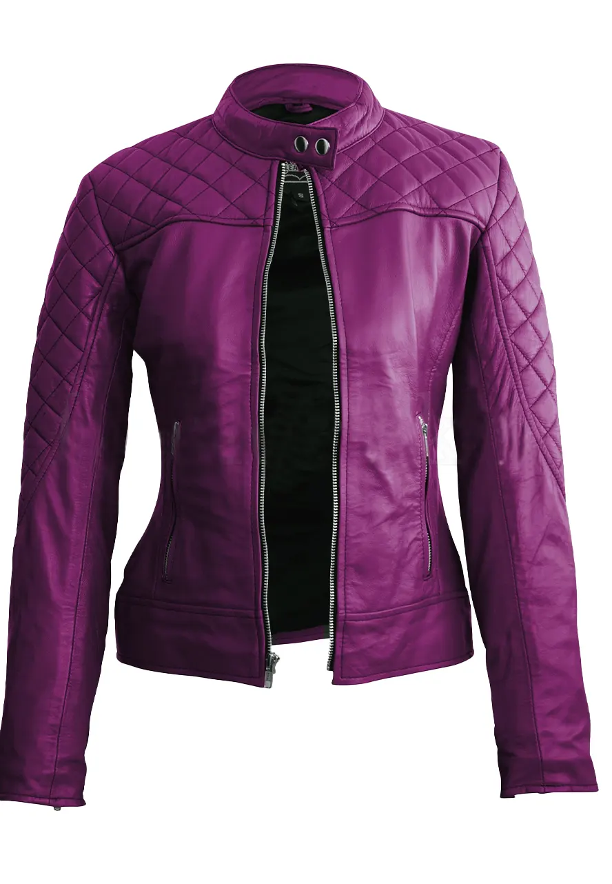 Women’s Purple Quilted Leather Jacket quilted jacket purple