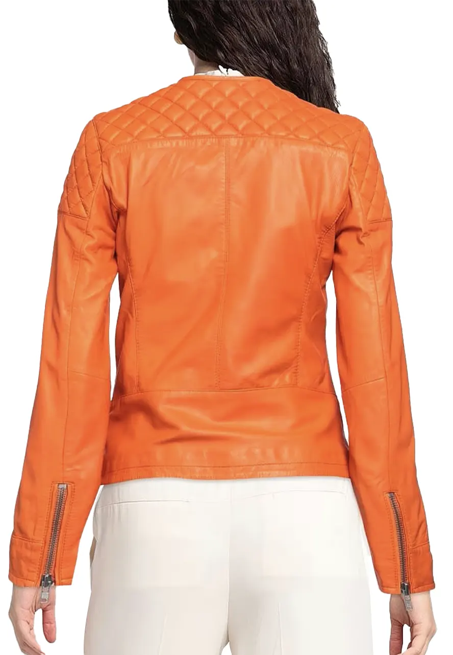 Women’s Quilted Biker Leather Jacket quilted leather jacket