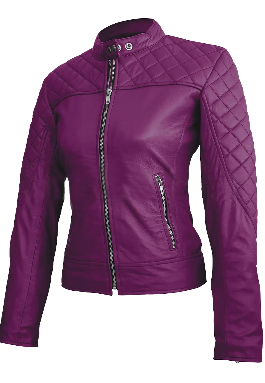 Women’s Purple Quilted Leather Jacket quilted purple jacket