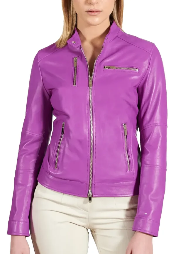 slim fit leather biker jacket