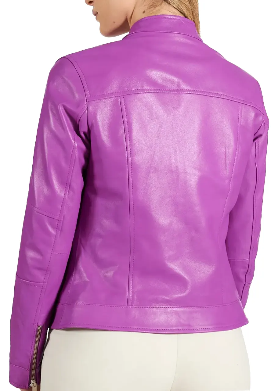 Women’s Slim Fit Leather Biker Jacket slim fit leather biker jacket womens