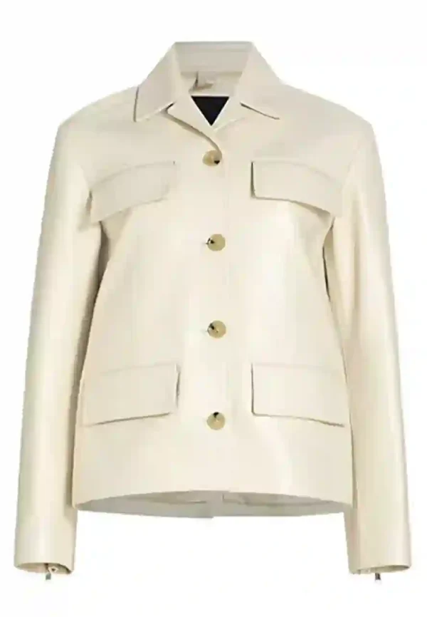 spread collar leather jacket