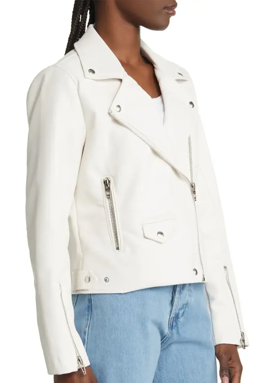 Women's White Leather Moto Jacket white faux leather moto jacket womens