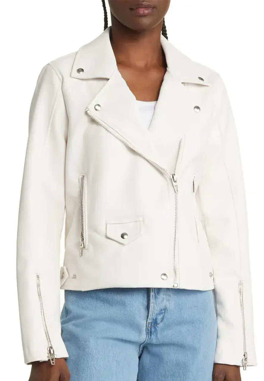Women's White Leather Moto Jacket white faux leather moto jacket