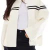 white jacket with black stripes