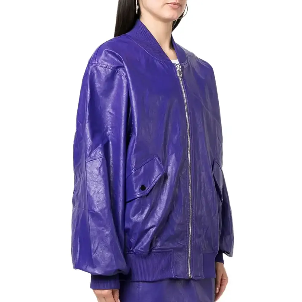 Women's Prada Purple Leather Bomber Jacket womens purple bomber jacket