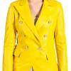 double breasted yellow blazer