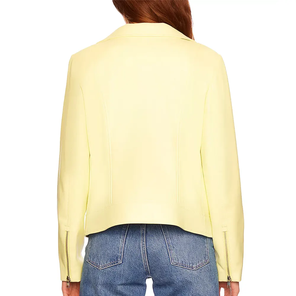 Women’s Moto Light Yellow Leather Jacket light yellow jacket