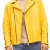 mens yellow leather motorcycle jacket