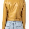 mustard yellow faux leather biker jacket