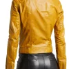 mustard yellow faux leather biker jacket