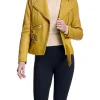 mustard yellow leather jacket womens