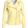 pale yellow leather jacket