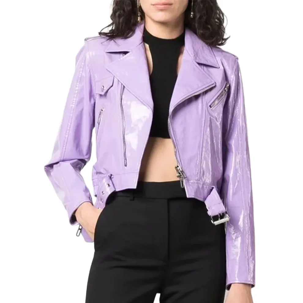 short leather jacket womens