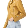 womens mustard yellow leather jacket