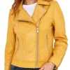 yellow leather biker jacket