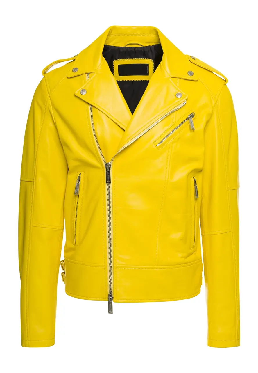 yellow-leather-biker-jacket yellow leather biker jacket