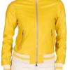 yellow leather bomber jacket