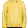 yellow leather bomber jacket