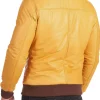 yellow leather bomber jacket