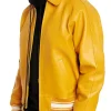 yellow leather bomber jacket