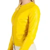 yellow leather jacket women