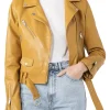 yellow mustard biker jacket