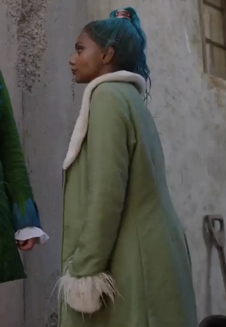 One Piece S02 Charithra Chandran Green Coat charithra chandran one piece green coat