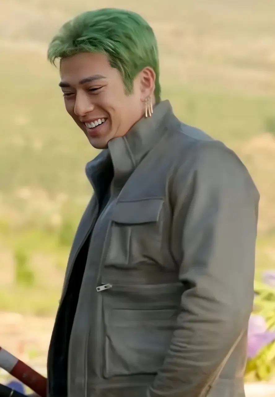 One Piece S02 Mackenyu Grey Jacket mackenyu grey leather jacket
