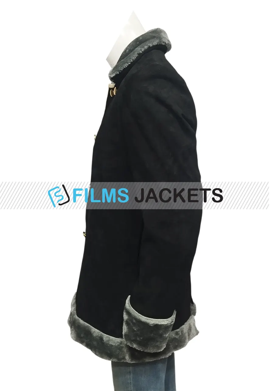 One Piece S02 Sanji Black Shearling Coat one piece s02 black suede coat