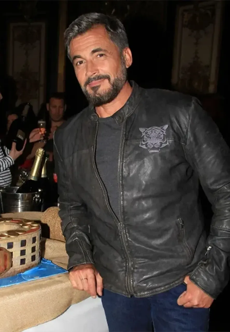 Fort Boyard Olivier Minne Leather Jacket tiger leather jacket