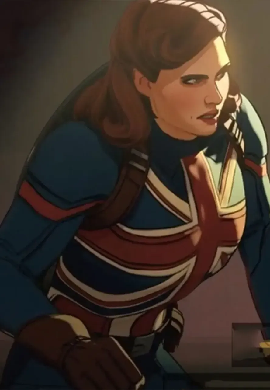 What If Peggy Carter Jacket uk flag blue leather jacket