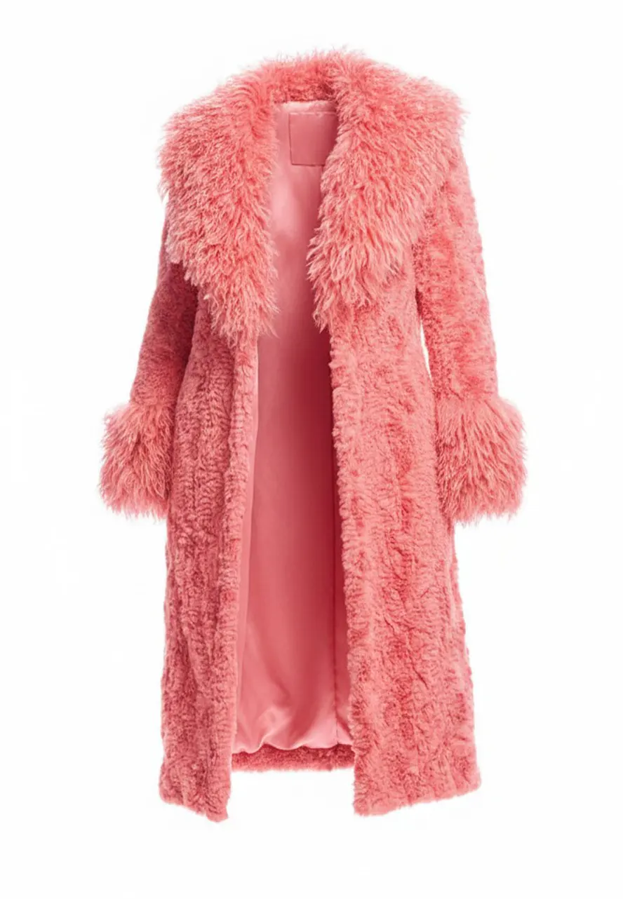 Elsbeth S02 Carrie Preston Pink Faux Fur Long Coat carrie preston faux fur long coat