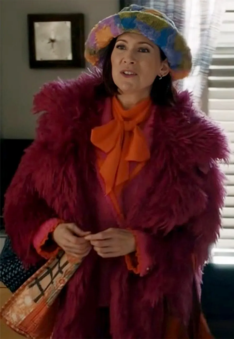 Elsbeth S02 Carrie Preston Magenta Pink Fur Coat carrie preston magenta pink fur coat
