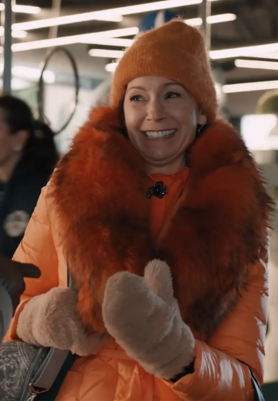 Elsbeth S01 Carrie Preston Puffer Coat carrie preston orange coat