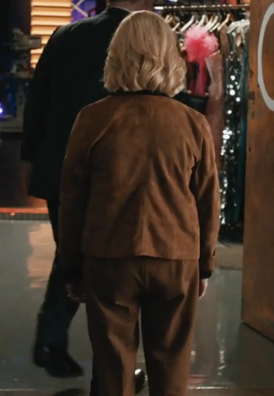Elsbeth S03 Amy Sedaris Suede Leather Jacket elsbeth suede jacket