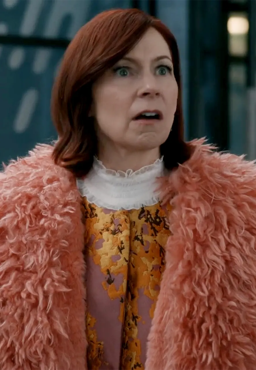 Elsbeth S02 Carrie Preston Pink Faux Fur Long Coat elsbeth tascioni faux fur coat